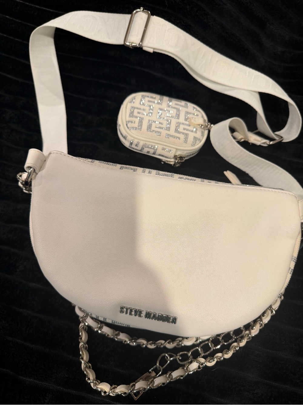 BMAXIMAS White Silver Crossbody Bag | Crossbody Bag & Lace-Up Sneakers SET - Picture 11 of 12